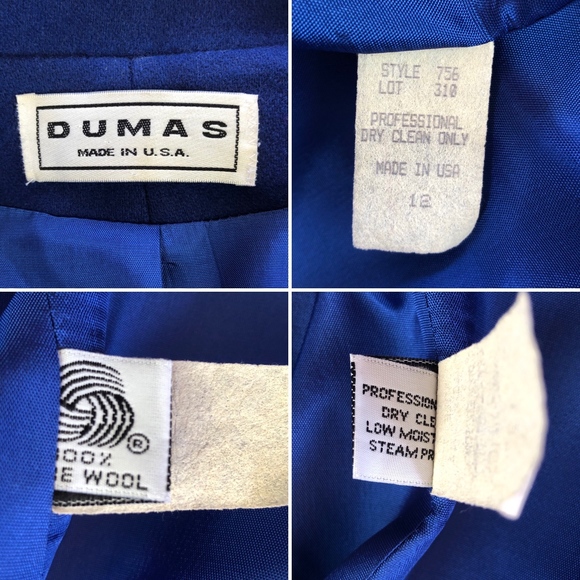 Dumas Wool Lined Jacket/Blazer, Sz 12 - Picture 5 of 7
